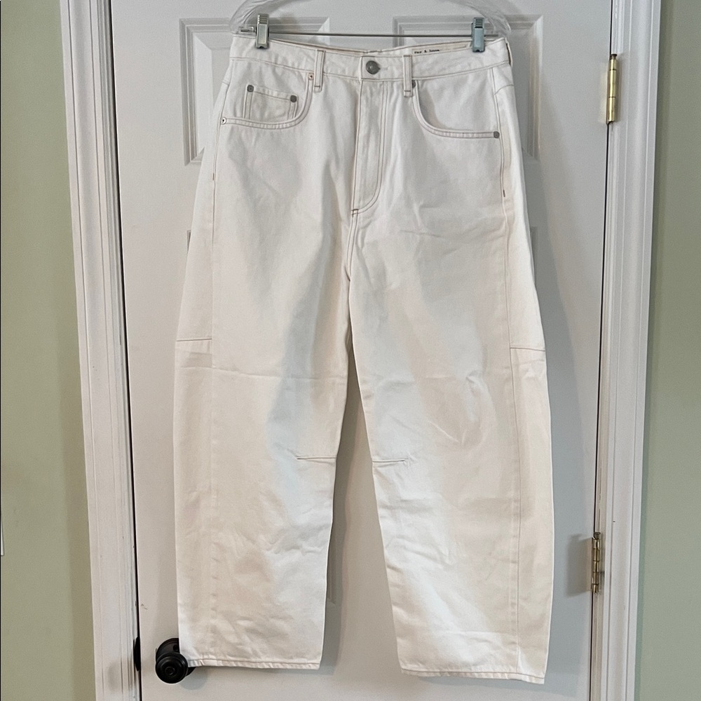 rag & bone The Charlie Women’s High-Rise Barrel Jeans, Off-White, 30 - Picture 8 of 15